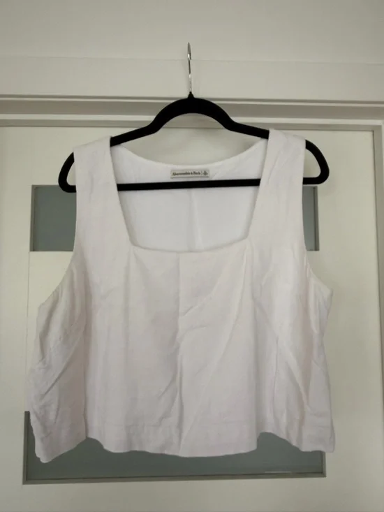Abercrombie & Fitch White Square-Neck Linen Tank - Picture 2 of 5